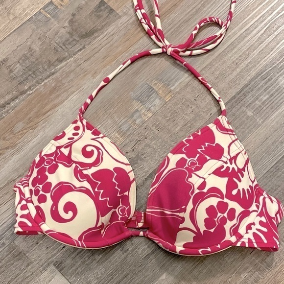Victorias Secret Pink  White Floral Miracle Bra Bikini Swim Top